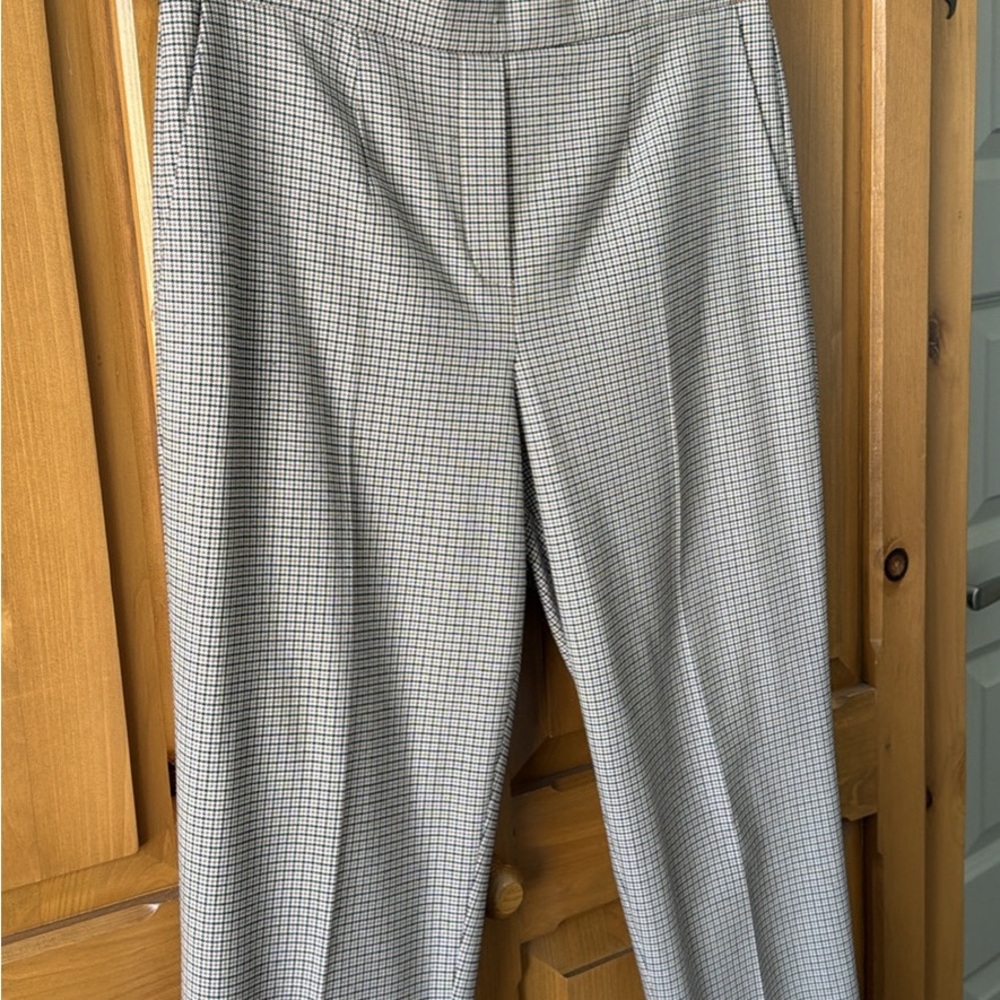 Aritzia Babaton Beige and blue Checkered Trousers